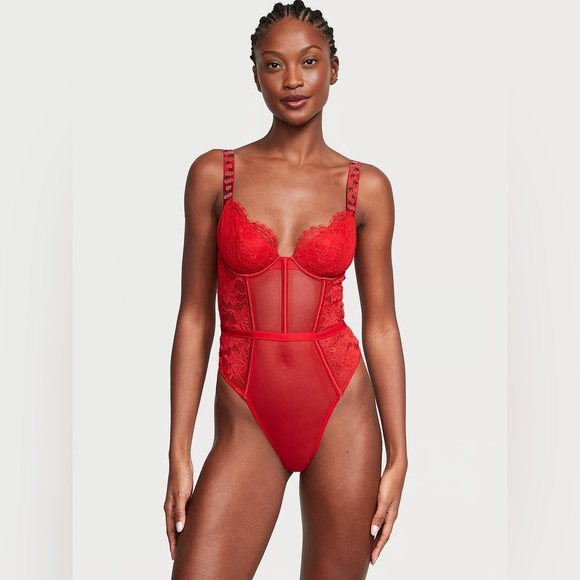 Victorias Secret VERY SEXY
Shine Strap Unlined Lace & Mesh Teddy Medium NWOT! - Picture 2 of 7